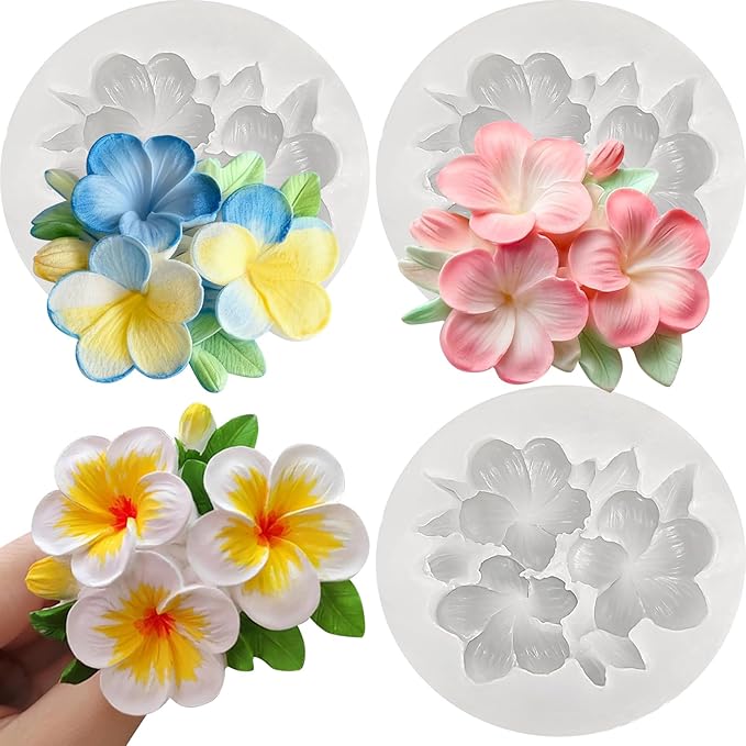 Plumeria Flower Silicone Molds, Plumeria Floral Molds for Candle Wax Making Handmade Soap Aromatherapy Gypsum Polymer Clay Craft Decoration Fondant Mold