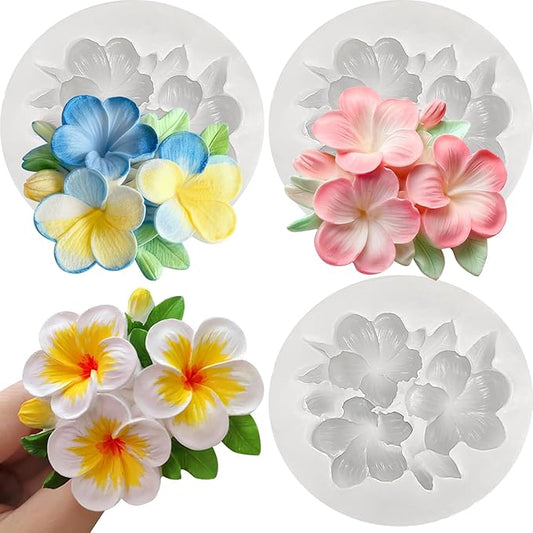 Plumeria Flower Silicone Molds, Plumeria Floral Molds for Candle Wax Making Handmade Soap Aromatherapy Gypsum Polymer Clay Craft Decoration Fondant Mold
