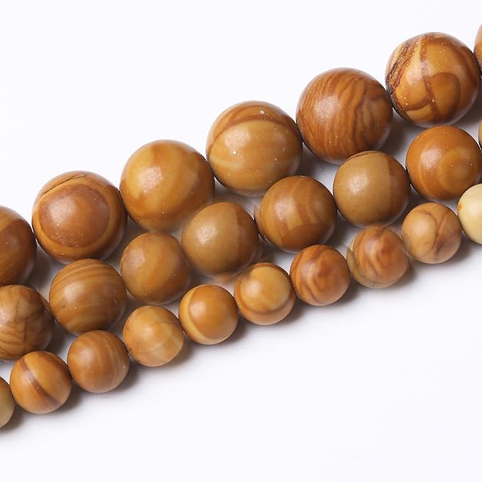 12MM 30PCS Yellow Woodgrain Stone Beads for Jewelry Making DIY Craft Gemstone Beads Kit Cosmic Crystal Pebbles for Bracelets, Necklaces