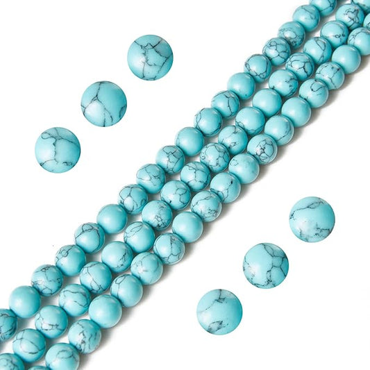 100pcs 6mm Blue Turquoise Beads Natural Gemstone Beads Round Loose Beads for Jewelry Making
