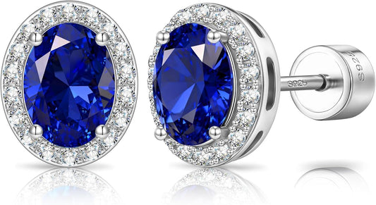 Certified 2.4 Cttw Lab Grown Royal Blue Sapphire Earrings, Hypoallergenic Adjustable Flat Back Studs, Eco-Friendly Fine Jewelry Gift for Women, Perfect for Wedding, Anniversary & Christmas, with Certification & Elegant Gift Box