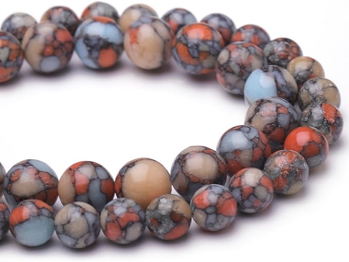Natural Stone Beads for Jewelry Making,8mm Colorful Imperial Jasper Polished Smooth Round Gemstone Beads for Bracelet Necklace 15 Inch