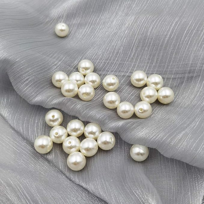INSPIRELLE 140pcs Big Size 16mm Ivory Art Faux Pearl Beads ABS Round Loose Spacer Beads for DIY Craft Necklaces Bracelets Jewelry Making