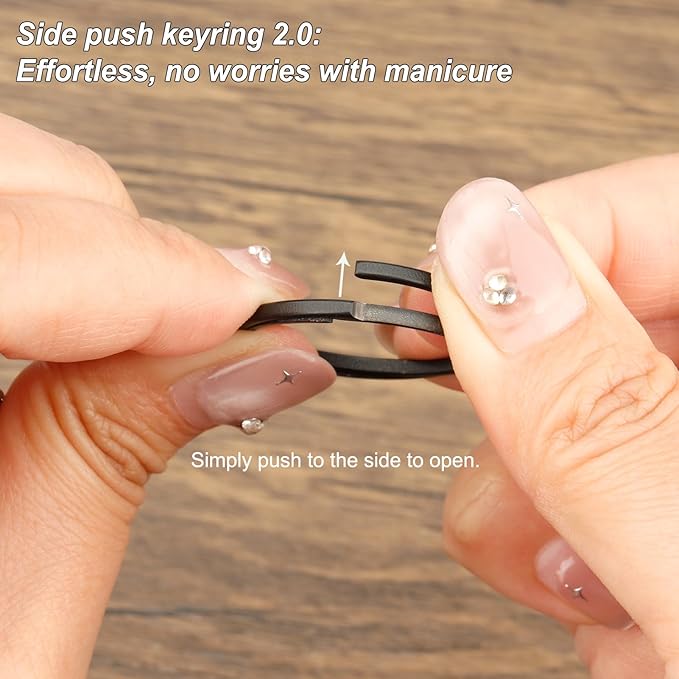 Titanium Key Rings Heavy Duty Side Push Split Key Chain Rings for Key Carabiner Quick Release Keychain Rings