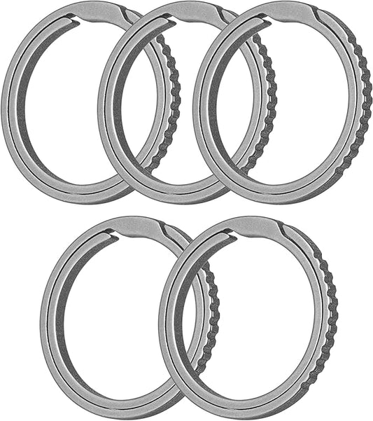TISUR Titanium Keychain Rings, Split Side Pushing Key Rings Heavy Duty Black Key Ring For Key Chain Carabiner Dog Tag Ring