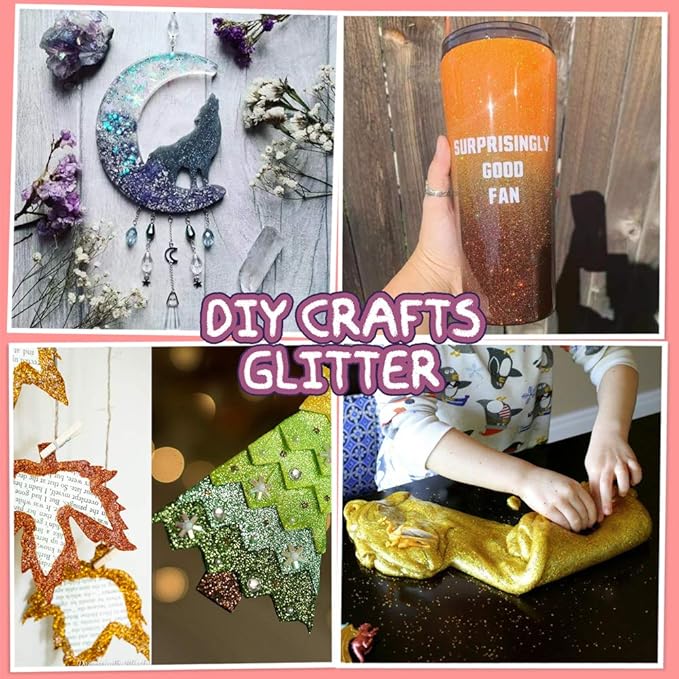 Fine Glitter for Epoxy Resin, Set of 45 Colors, Estanoite Extra Fine Craft Glitter Powder, Assorted Nail Arts Glitter, Cosmetic Powder for Body Face Hair Eye and Tumbler Candle Making