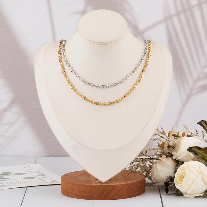 SMYHTGLIF 2 Rolls Total 32.8 Feet Gold and Silver Chain for Jewelry Making Stainless Steel Cable Chain Roll Oval Link Bulk Chain Craft Jewelry Making Chains