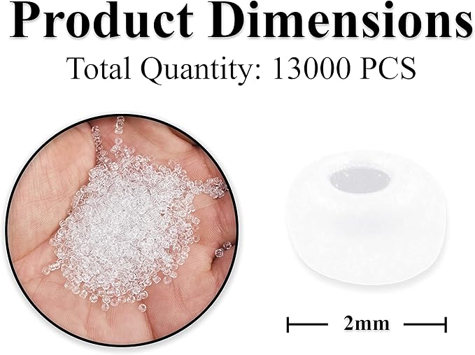 Mandala Crafts 11/0 Glass Seed Beads for Professional Beadwork, 13000 Clear Glass Beads