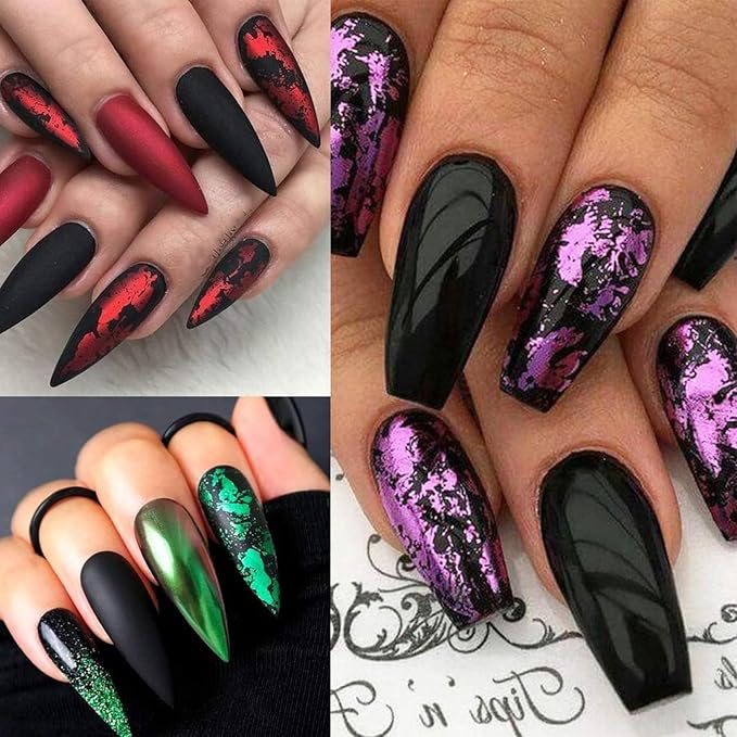 Holographic Nail Foil Flakes, 24 Colors Ultra Thin Metallic Glitter for DIY Nail Art, 3D Manicure Design Tips for Professional Salon and Home Use