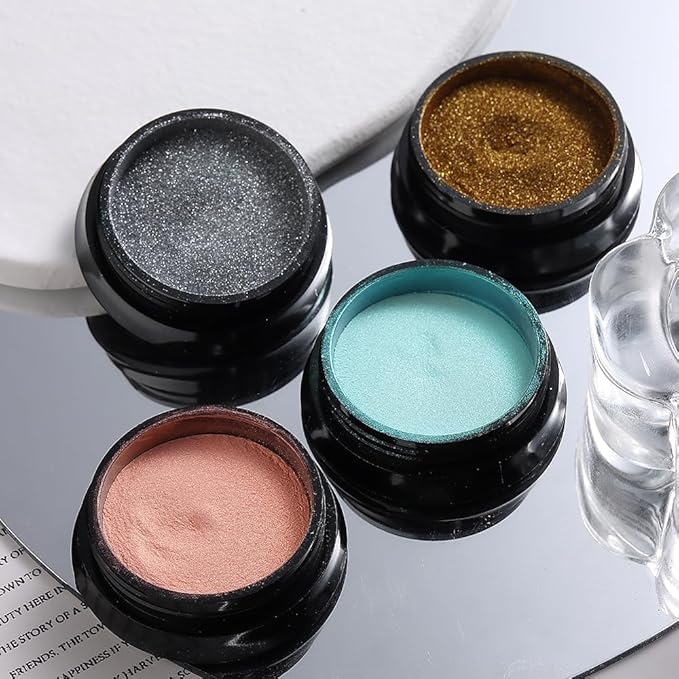 SUTOKAKA 8 Jars Chrome Nail Powder Magic White Pearl Kit, Metallic Mirror Effect Holographic Glitter Iridescent Aurora Mermaid Pearl Pigment Dust Kit for Gel Polish Nail Art Decoration, Resin Craft