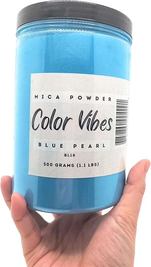 Pearl Mica Powder Pigment Dye - 500 Grams (1.1 lbs) - Best Bulk Price for Fine Arts, Crafting, Painting, Bath Bomb Soap Candle Slime Jewelry Making, Epoxy Resin, Woodworking (Blue BL18)