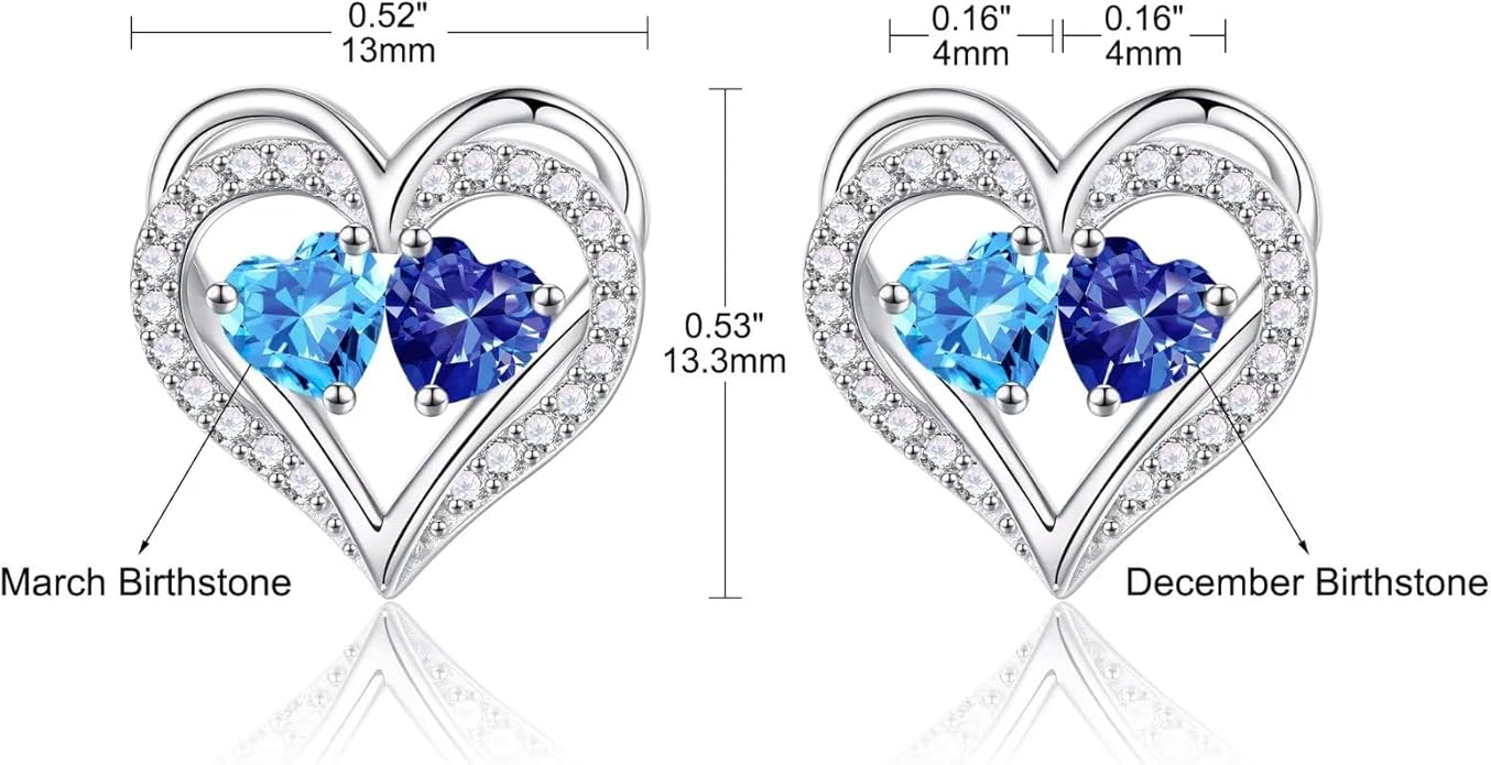 Iefil Valentines Day Gifts for Her - 925 Sterling Silver Birthstone Earrings, Anniversary Birthday Gifts for Women Wife Girlfriend Mom