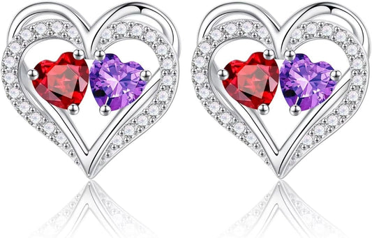 Iefil Valentines Day Gifts for Her - 925 Sterling Silver Birthstone Earrings, Anniversary Birthday Gifts for Women Wife Girlfriend Mom