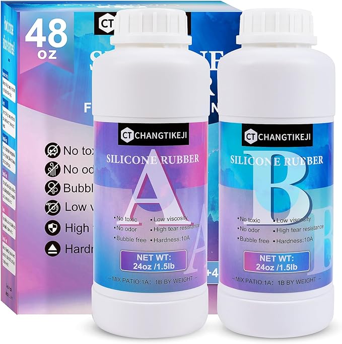 Silicone Mold Making Kit, 48oz 10A Elastic Liquid Silicone for Casting Resin molds and Candle & Soap Mold,Fast Cure Translucent Platinum Silicone Rubber