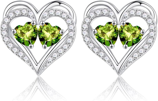 Iefil Valentines Day Gifts for Her - 925 Sterling Silver Birthstone Earrings, Anniversary Birthday Gifts for Women Wife Girlfriend Mom