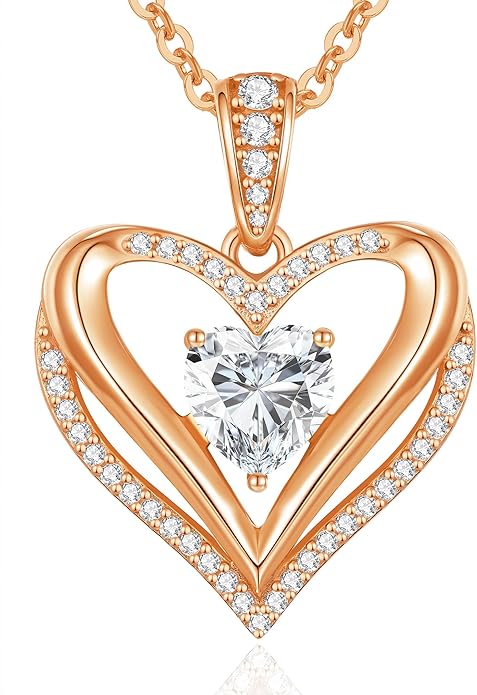 Moissanite Infinity Love Heart Pendant Necklaces for Women, 1-3 Carat 925 Sterling Silver 18K Gold Plated Engraved with"I LOVE YOU', Anniversary Birthday Present Jewelry Christmas Valentines Day Gift for Women Wife Girlfriend Her