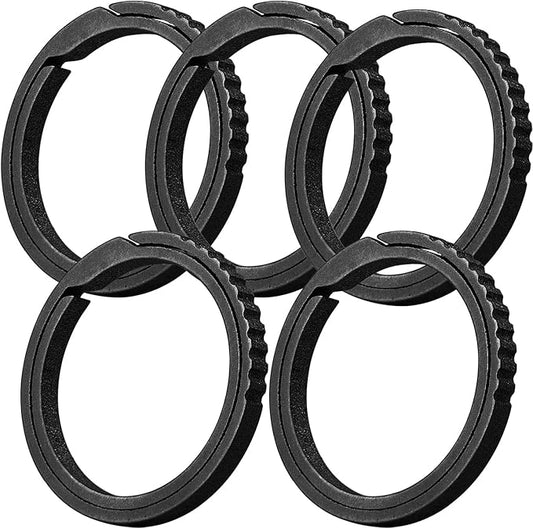 TISUR Titanium Keychain Rings, Split Side Pushing Key Rings Heavy Duty Black Key Ring For Key Chain Carabiner Dog Tag Ring