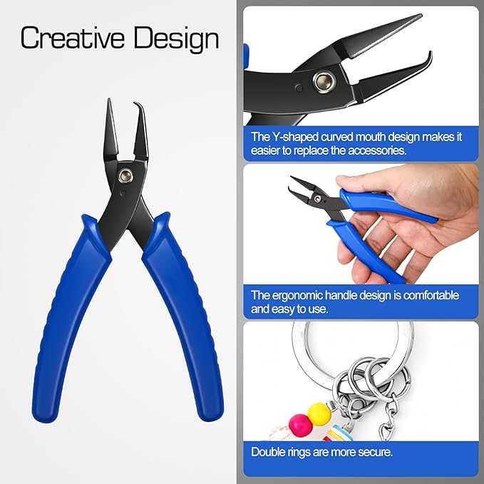 Split Ring Opener Tool Keychain Pliers for Jewelry Making,Fishing, for Bracelet Beading DIY Craft Jewelry Making Supplies