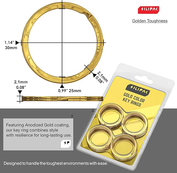 Key Rings Flat Split Keychain Bulk – Heavy Duty 1.18" (30 mm) Keyring – Organize Fast for Car & Home, Lanyards, School/Office/DIY – Metal Dog Tag Rings – Silver/Gold/Rainbow/Gunmetal