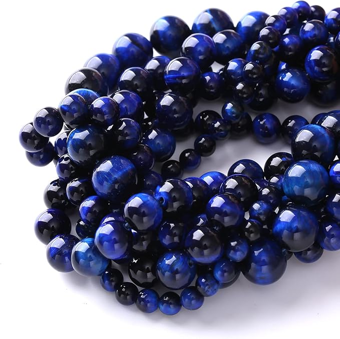 Natural Stone Lapis Blue Tiger Eye Beads Round Loose Spacer Beads for Jewelry Making DIY Bracelet Necklace 6mm 61pcs