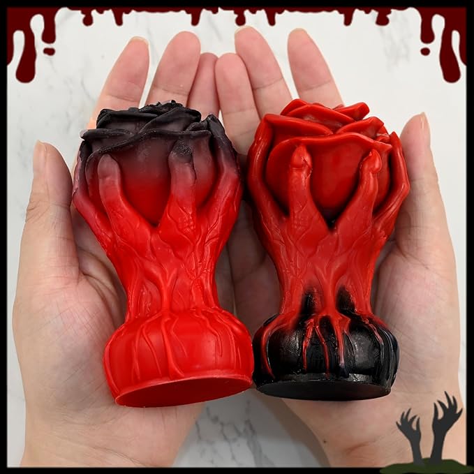 ZQYSING Hand Holding Rose Candle Mold, 3D Flower Silicone Mold for Candles Pillar Wax Plaster Epoxy Resin Craft Casting Gothic Home Décor Halloween Anniversary Birthday Handmade Gift