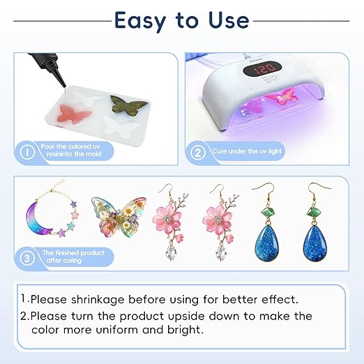 Akisey UV Resin Kit - 10 Colors Colored UV Resin | Hard Glitter Type | Odorless | Low Shrinkage, Vivid Clear Color Resina UV for Jewelry Making, Casting and Coating, Crafts and Decoration