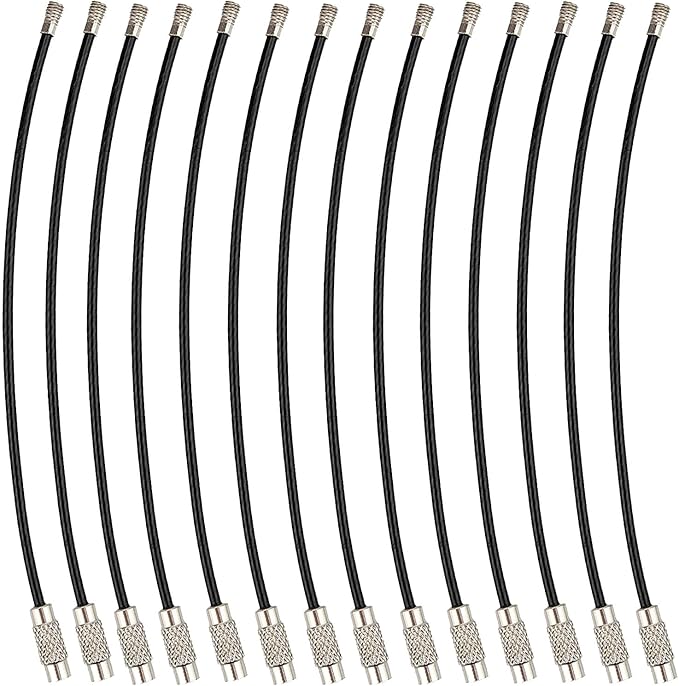 AMUU Keychain Loop 14pcs 6.3/4.3In Stainless Steel Wire Rings for Hanging Luggage Tag Keyrings ID Keepers Colors/Black/Sliver