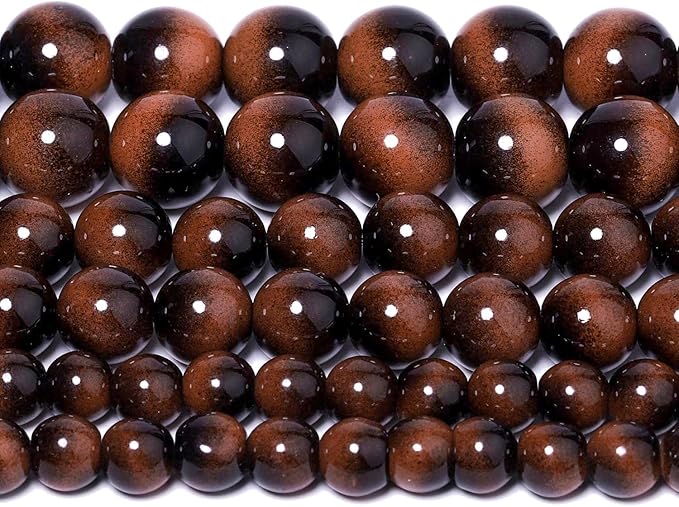 Song Xi 45PCS 8mm Brown Tiger Eye Gemstone Beads for Jewelry Making, Round Smooth Glass Beads for DIY Bracelet Necklace Earring Keychain, Arts and Crafts, for Christmas Wedding Birthday
