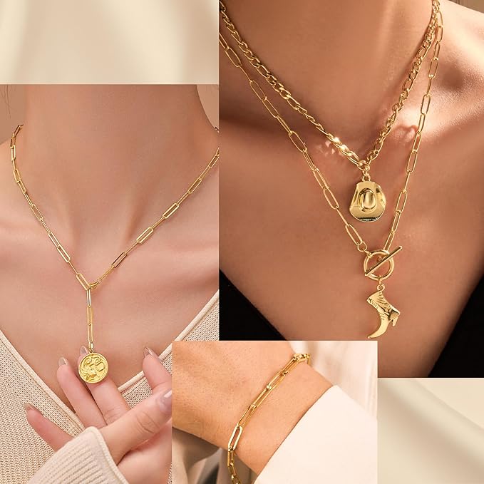 33 Ft 18k Gold Stainless Steel Paperclip Chains Roll - 3mm Width, Gold Plated Chain with Jump Rings & Lobster Clasps