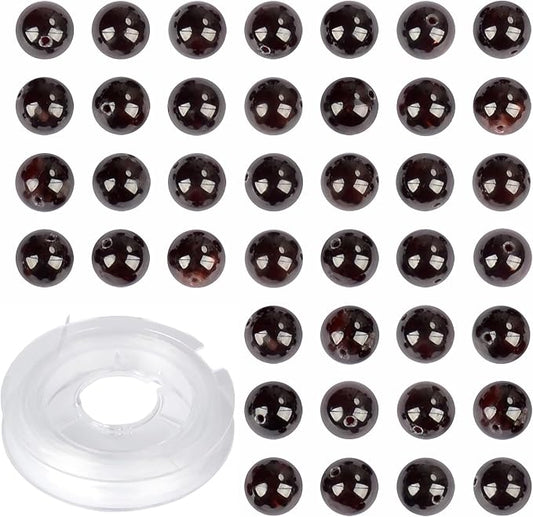 Natural Stone Genuine Stones DIY Garnet Round Beads 8mm 100pcs Beading Loose Gemstone Hole Size 1mm Charm Smooth Beads for Bracelets Necklaces Earrings (Garnet 8mm)