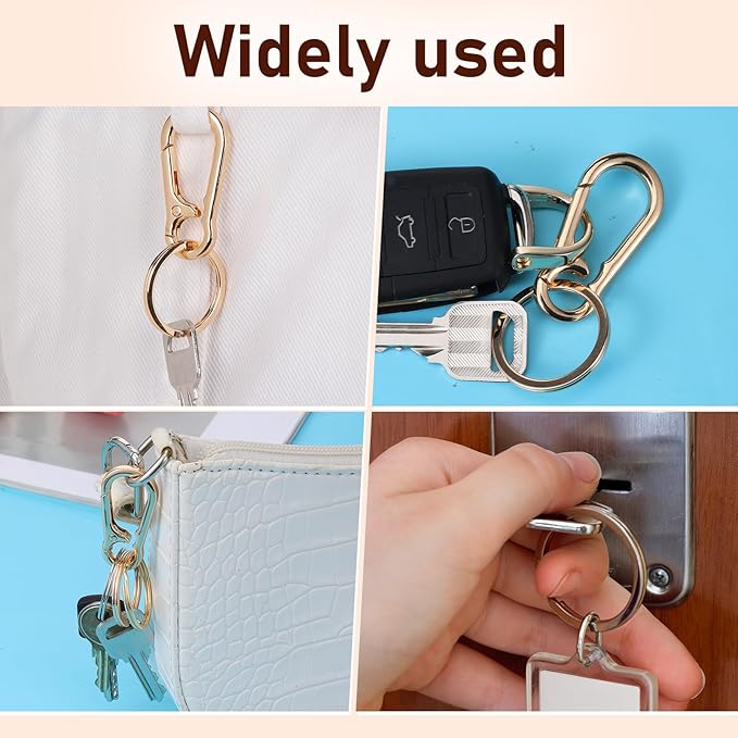 InnoHHustle 13 Pcs Key Chain Making Kit, Keychains Clips with Key Ring, Keys Ring Bulk, D Rings with Screwdriver for Home Car Keys, Crafts DIY Projects, Jewelry Making Supplies (Gold)