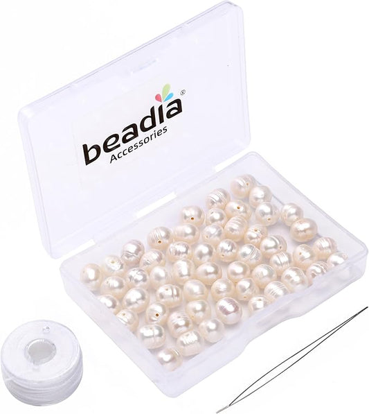 Natural Pearl Beads Potato 6-7mm White Freshwater Cultured Loose Gemstone Beads for DIY Jewelry Making 13.8''/Strand HQ