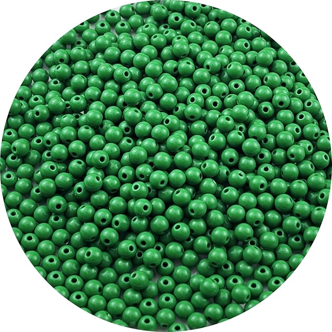 YUEXIGO 700pcs Acrylic Round Beads for Crafts 6mm Resin Candy Color Spacer Beads with Hole for Jewelry Making Sewing Crafts Decoration Necklaces Bracelets Earrings Supplies(Dark Green)