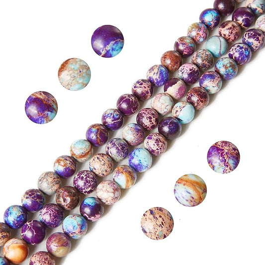 100pcs 8mm Colorful Imperial Jasper Beads Natural Gemstone Beads Round Loose Beads for Jewelry Making