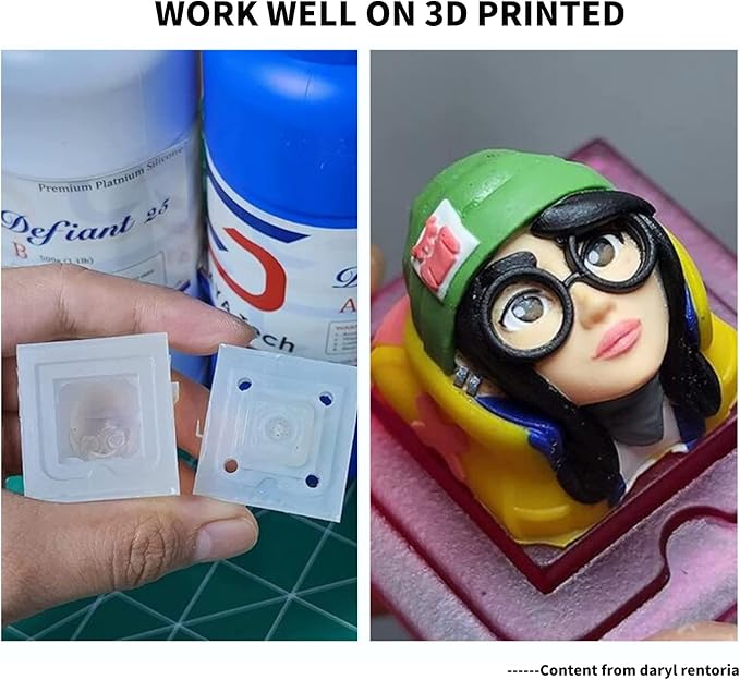 Siraya Tech Defiant 25 Platinum Silicone Mold Making DIY Kit, Food Safe, 25A Hardness, Ideal for 3D Printer UV Resin, Easy to Stop Curing Inhibition, No Coating, for Casting Epoxy Resin (35.3 Oz)