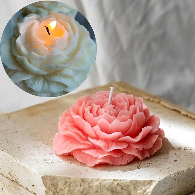 2 Pack Peony Candle Rose Tulip Silicone Wave Spiral Candle Mold - Silicone Resin Casting Molds for Candle & Resin & Soap Craft Supplies