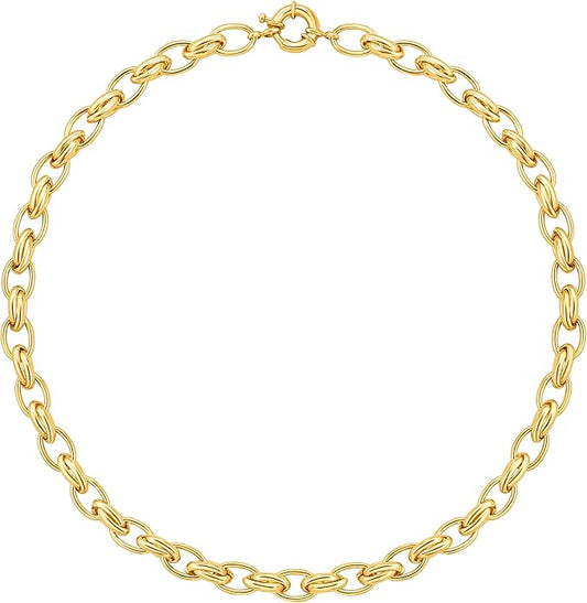 Aobei Pearl 18K Gold Plated Paperclip Chain Choker Satellite Chain Freshwater Cultured Biwa Pearl Pendant Necklace Dainty Jewelry for Women