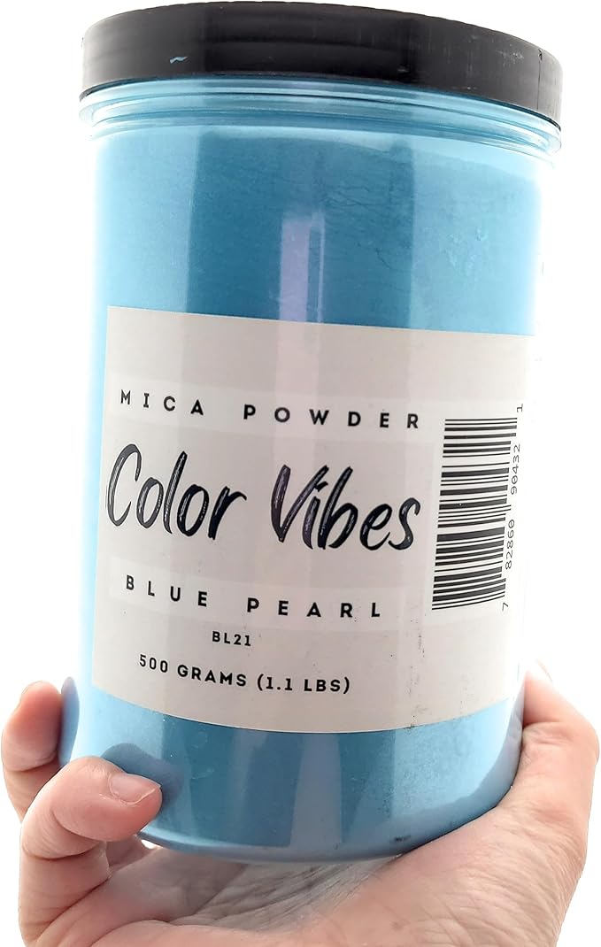 Pearl Mica Powder Pigment Dye - 500 Grams (1.1 lbs) - Best Bulk Price for Fine Arts, Crafting, Painting, Bath Bomb Soap Candle Slime Jewelry Making, Epoxy Resin, Woodworking (Blue BL21)