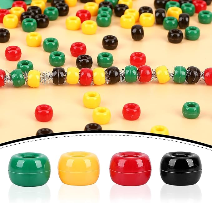 UPINS Juneteenth Beads,1200Pcs Red Yellow Green Black Beads for Jewelry Making DIY Crafts Black History Month Beads Party Decoration Necklace Bracelets