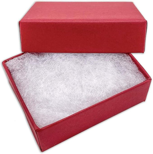 TheDisplayGuys - 25-Pack #11 Cotton Filled Cardboard Paper Jewelry Boxes Gift Case - Matte Red (2.1" x 1.8" x 0.8") - for Shipping or Storage
