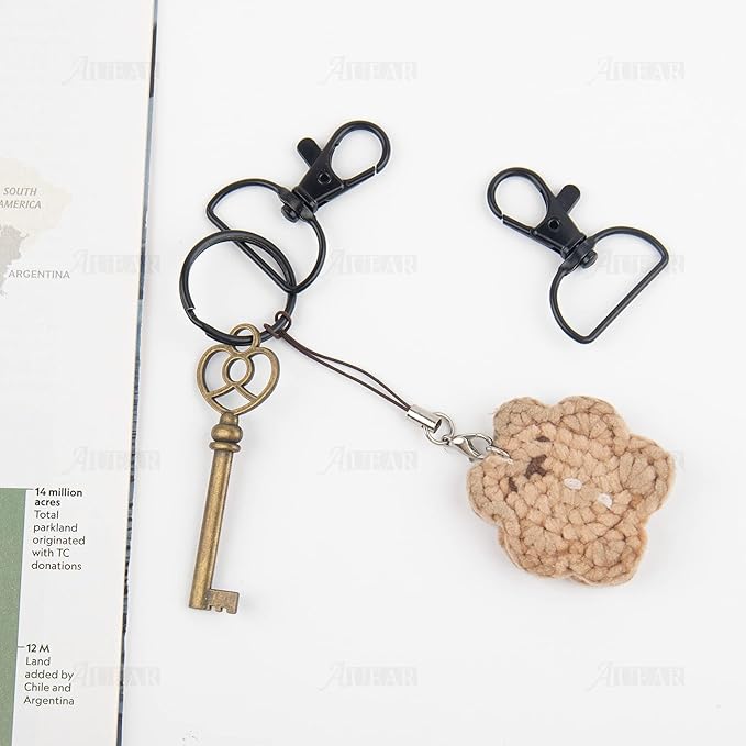 AUEAR, 20 Pack Swivel Clasps Lanyard Snap Hooks Keychain Clips Hardware Lobster Claw Clasp (Black)