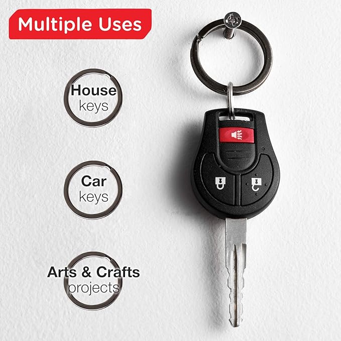 Key Rings Flat Split Keychain Bulk – Heavy Duty 1.18" (30 mm) Keyring – Organize Fast for Car & Home, Lanyards, School/Office/DIY – Metal Dog Tag Rings – Silver/Gold/Rainbow/Gunmetal