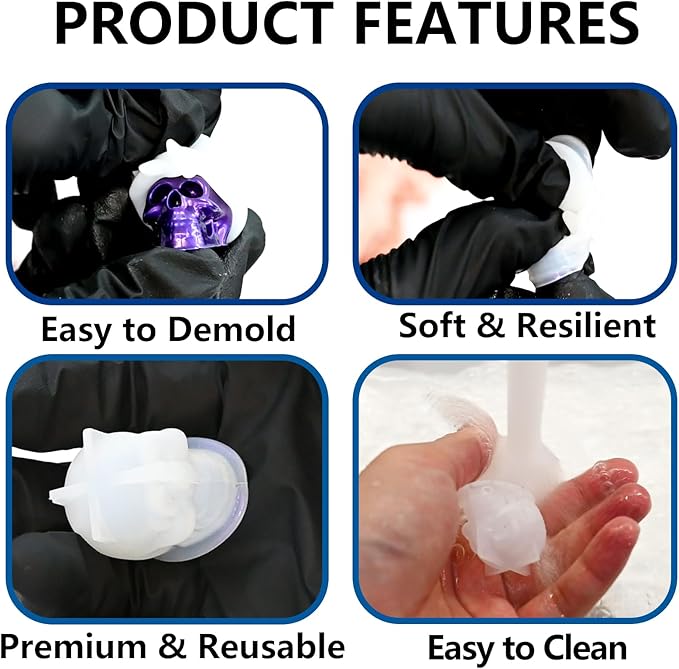 10 PCS Mini Skull Resin Molds, Halloween Silicone Molds for Epoxy Resin Casting Arts Crafts, Little Skull Mold for Keychain Bracelet Earrings Jewelry Cute Candle String Lights Making Halloween Decor