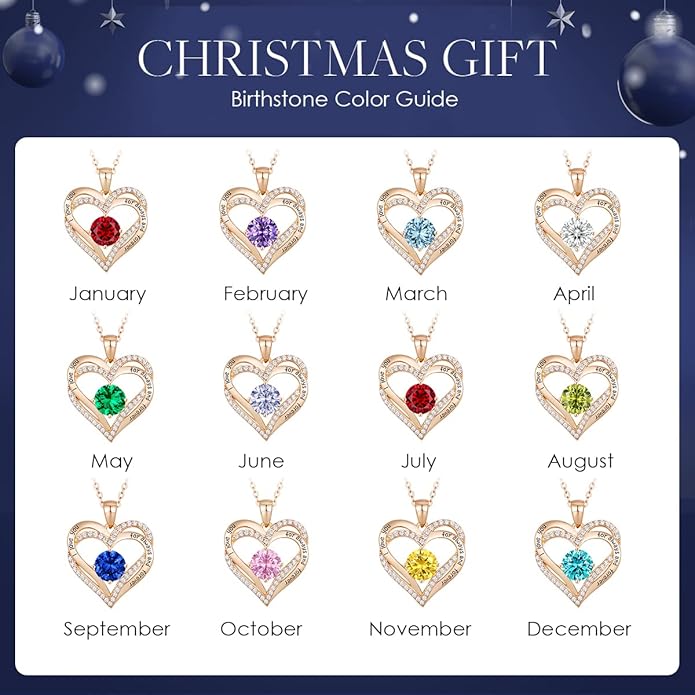 CDE Valentine's Day Gift Forever Love Heart Necklaces for Women, Wedding Anniversary, Birthday Mothers Christmas Day Gifts for Mom, Mother, Wife, S925 Silver Jewelry with Birthstone Pendant