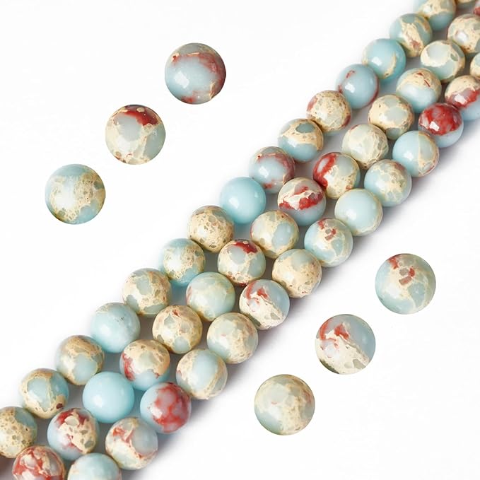 100pcs 10mm Snakeskin Imperial Beads Natural Gemstone Beads Round Loose Beads for Jewelry Making