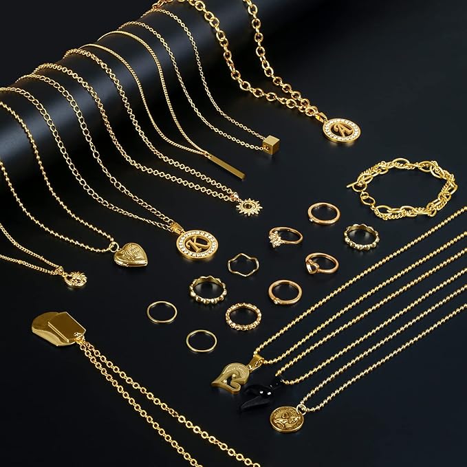 Ecoofor Gold Necklace Chains for Jewelry Making, 78.7 Feet 10 Rolls Jewelry Chains for DIY Necklace Bracelet Jewelry Making with Jump Rings/Lobster Clasps/Connectors