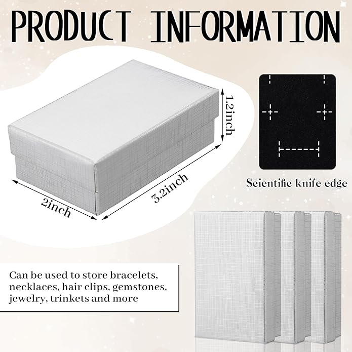 Tenceur 100 Pcs Valentines Jewelry Gift Boxes Bulk Kraft Jewelry Cardboard Box for Necklace Earring Bracelet Storage Package