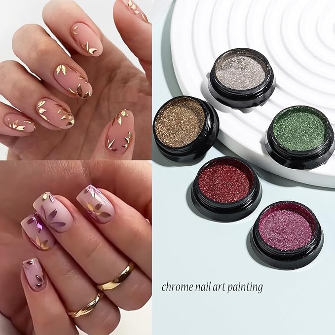 Chrome Nail Glitter Powder Set, 18 Colors Silver Black Red Green Metallic Effect Mirror Powder for Nails with Brushes, Pearl White Chrome Powder for Nails, Glazed Donut Nail Art, Manicure Supplies