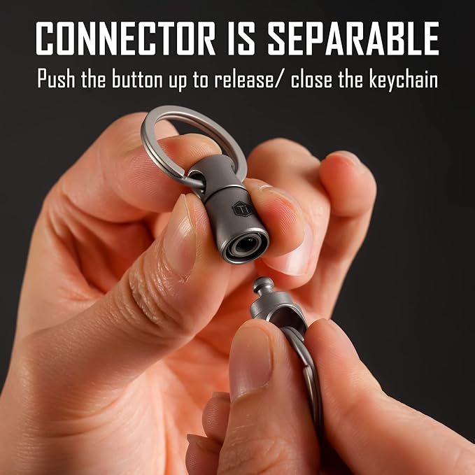 KeyUnity Detachable Key Ring Connector, Double-end Swivel Keychain Titanium Rotatable Key Organizer Linker for Carabine