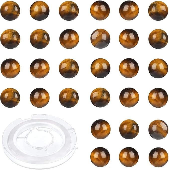 Natural Stone Genuine Stones DIY Tiger Eye Round Beads 8mm 100pcs Beading Loose Gemstone Hole Size 1mm Charm Smooth Beads for Bracelets Necklaces Earrings (Tiger Eye 8mm)